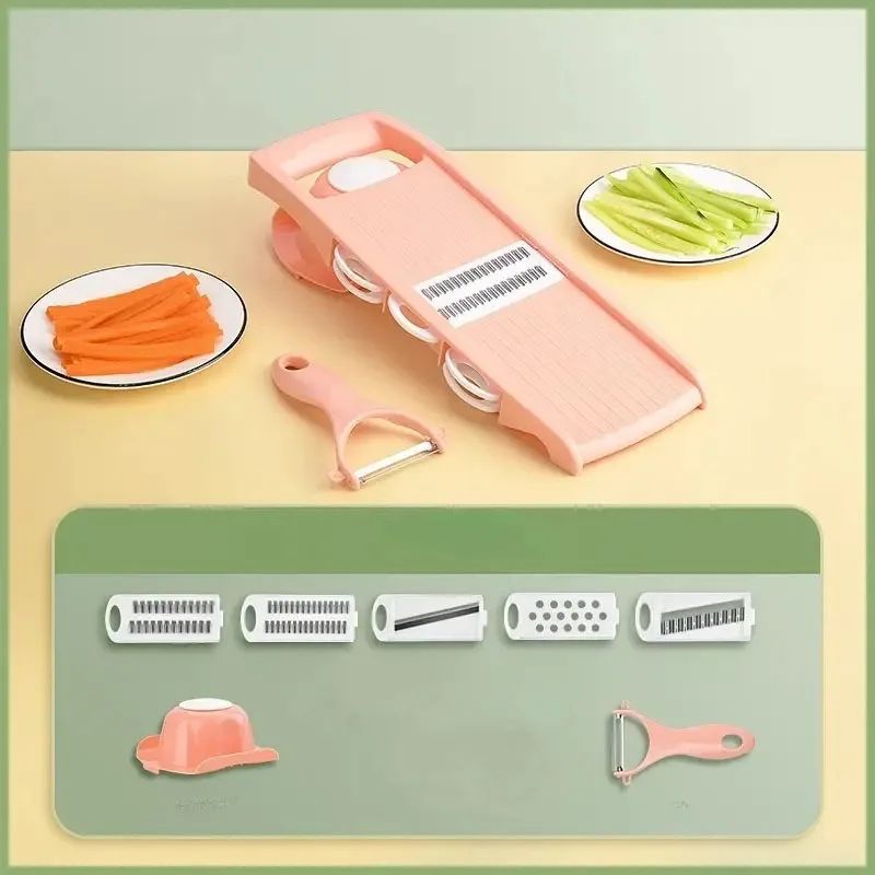cuisine mandoline multifonctionnelle 5 lames couleur rose