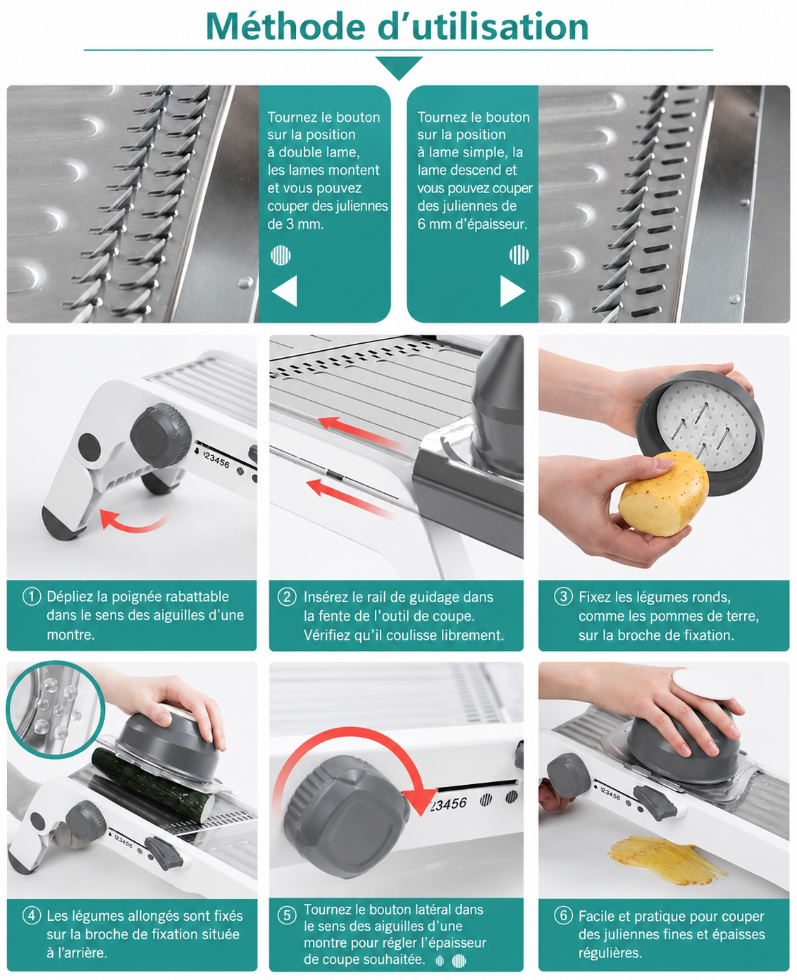 mandoline cuisine super cut méthode utilisation