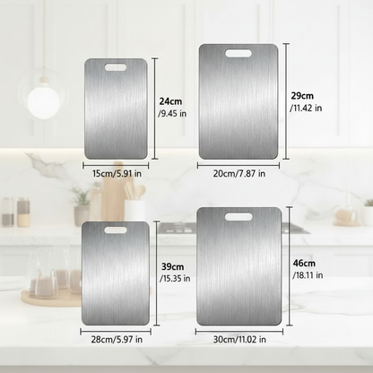 4 variantes pour cette planche à découper inox antibactérienne
