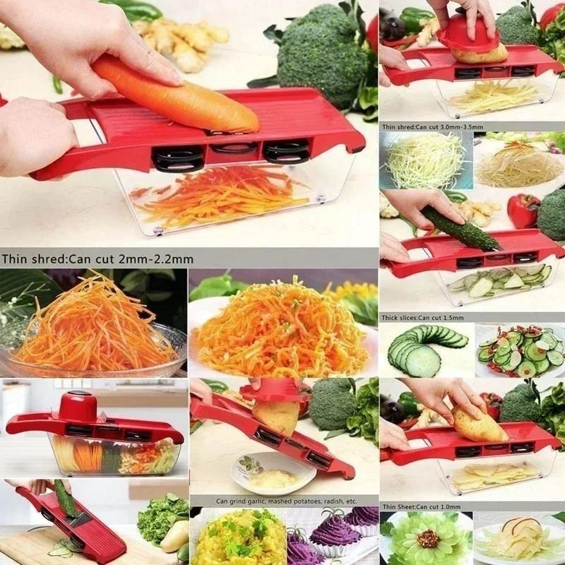 cuisine mandoline 6 lames sécurisées des coupes variées