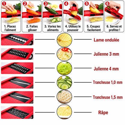 cuisine mandoline 6 lames sécurisées pour varier vos plats