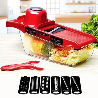 cuisine mandoline 6 lames sécurisées rouge et noir