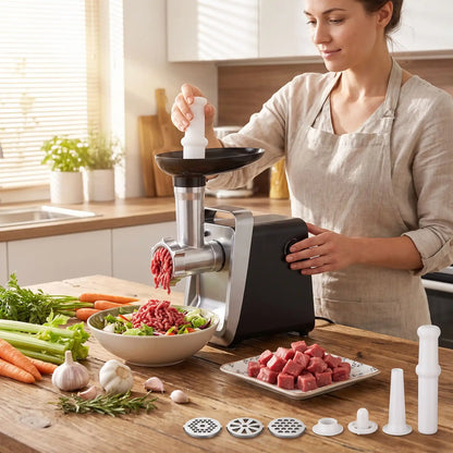 femme hache viande dans hachoir a viande grindforce