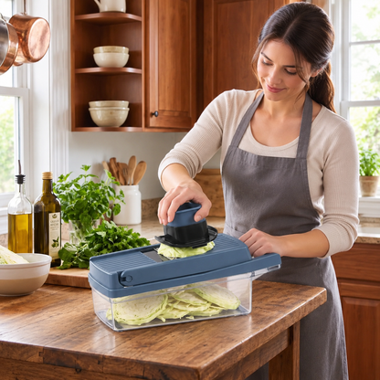 femme tranche chou cuisine mandoline 8 en 1 inox