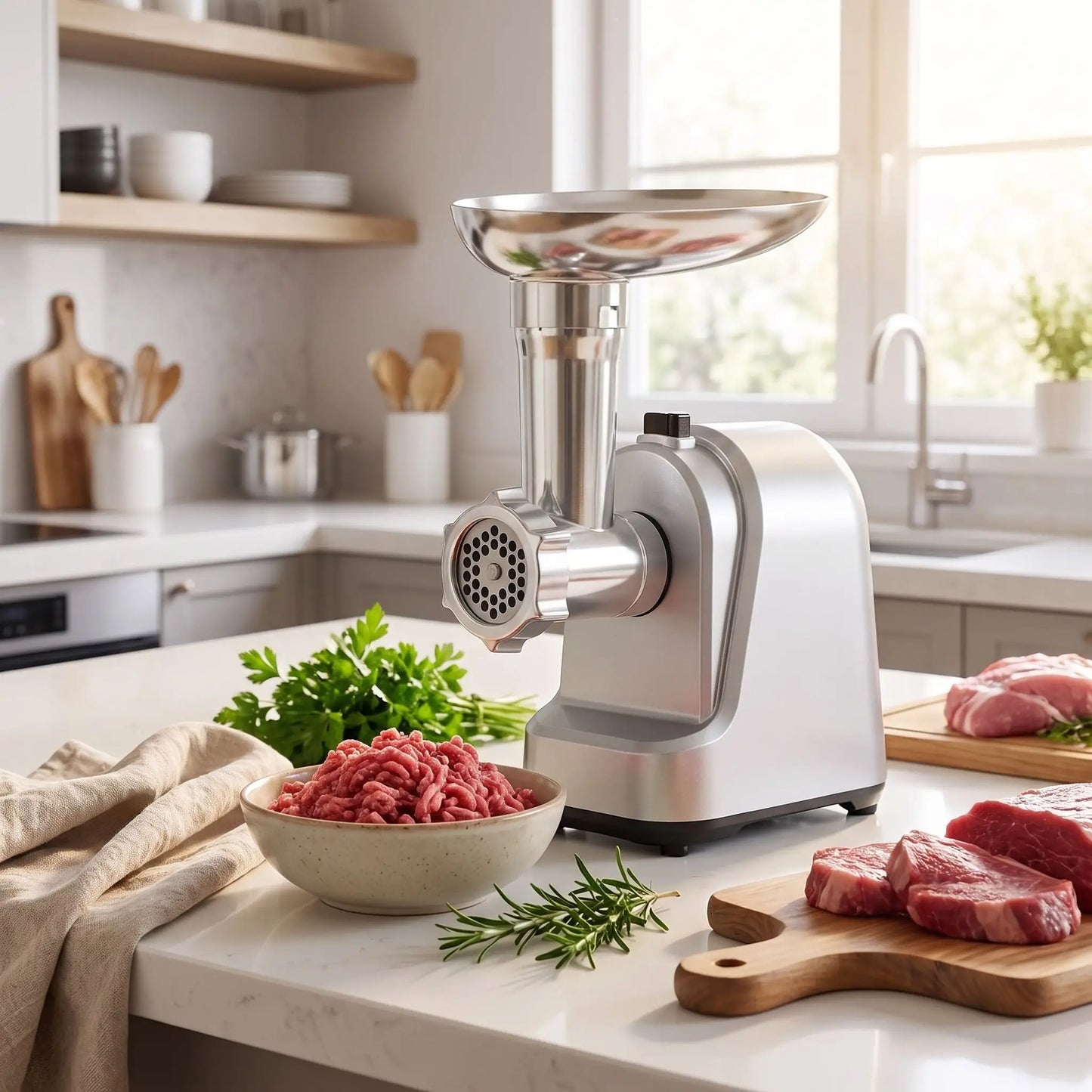 hachoir a viande meatpro en acier inoxydable couleur gris argent