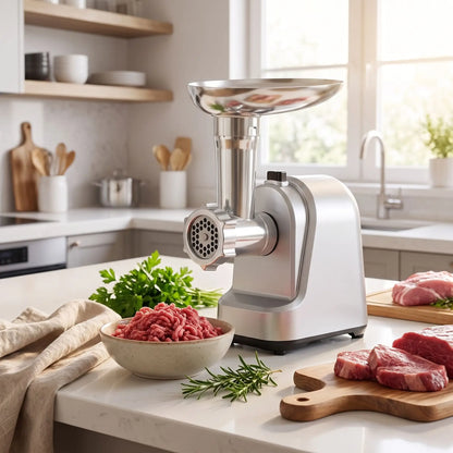 hachoir a viande meatpro en acier inoxydable couleur gris argent
