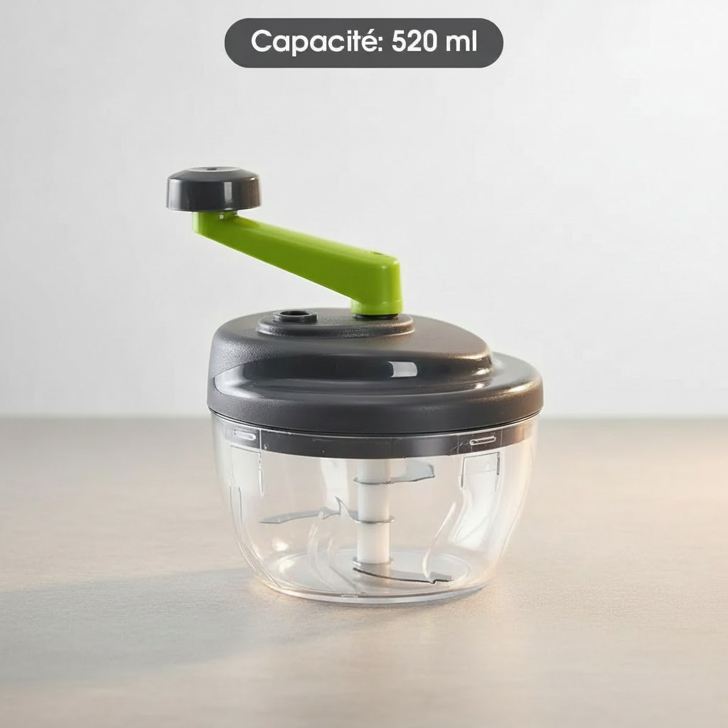 hachoir manuel rotatif sans bruit  capacité de 520 ml