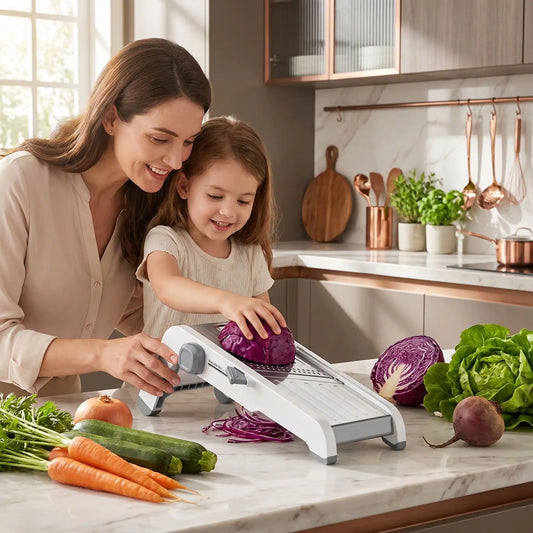 maman et sa fille tranche betteraves cuisine mandoline swiftcut