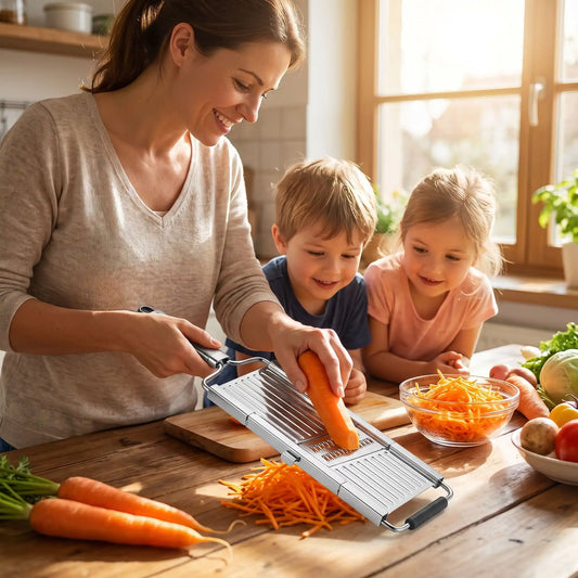maman ses enfants râpe carottes cuisine mandoline multi lames inox