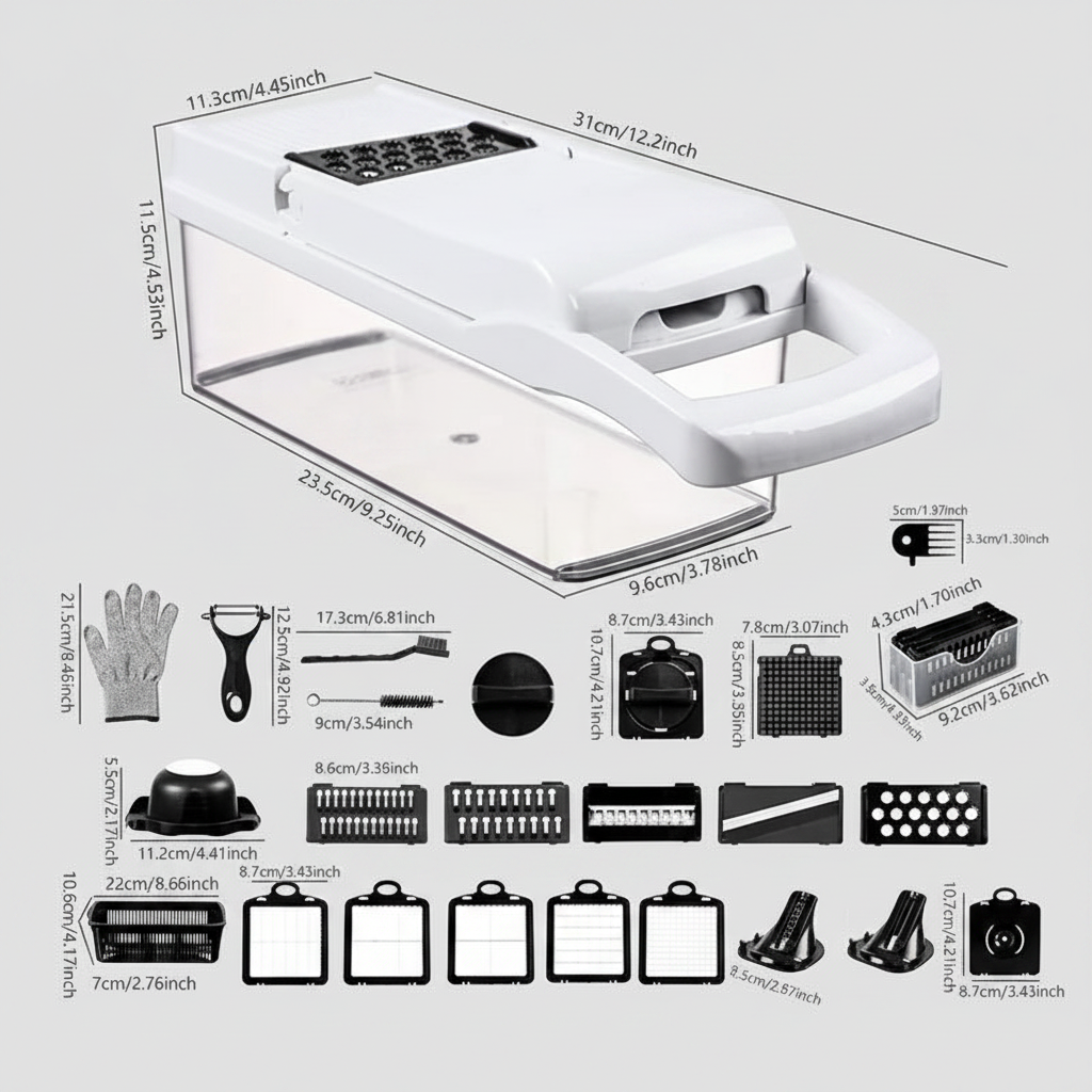 mandoline cuisine multichop Pro avec 25 accessoires de coupes