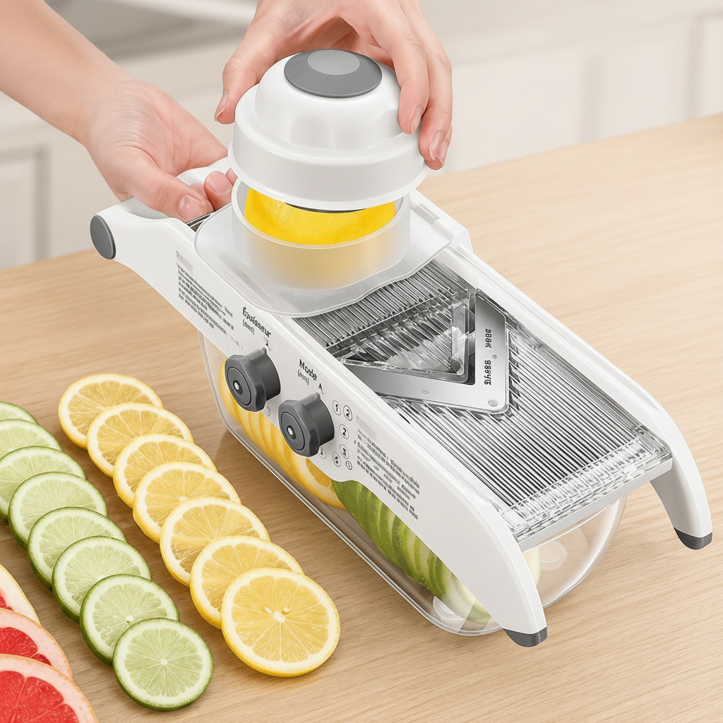 mandoline cuisine safety push avec  la lame forme V