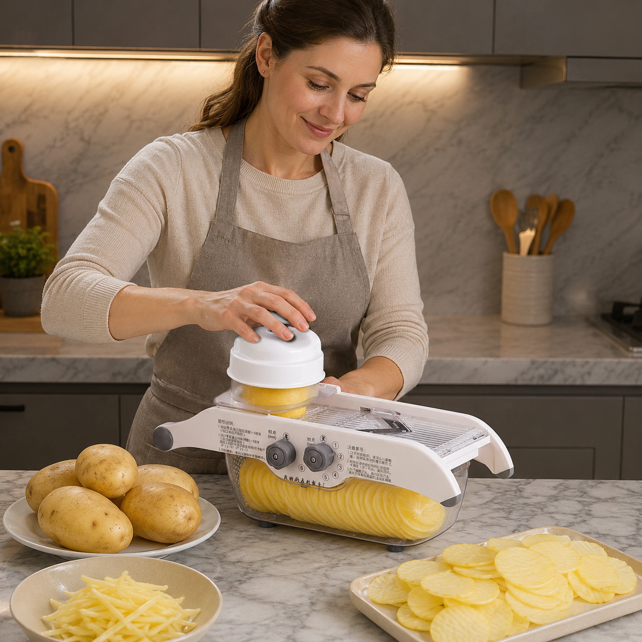 mandoline cuisine safety push tranche pomme de terre