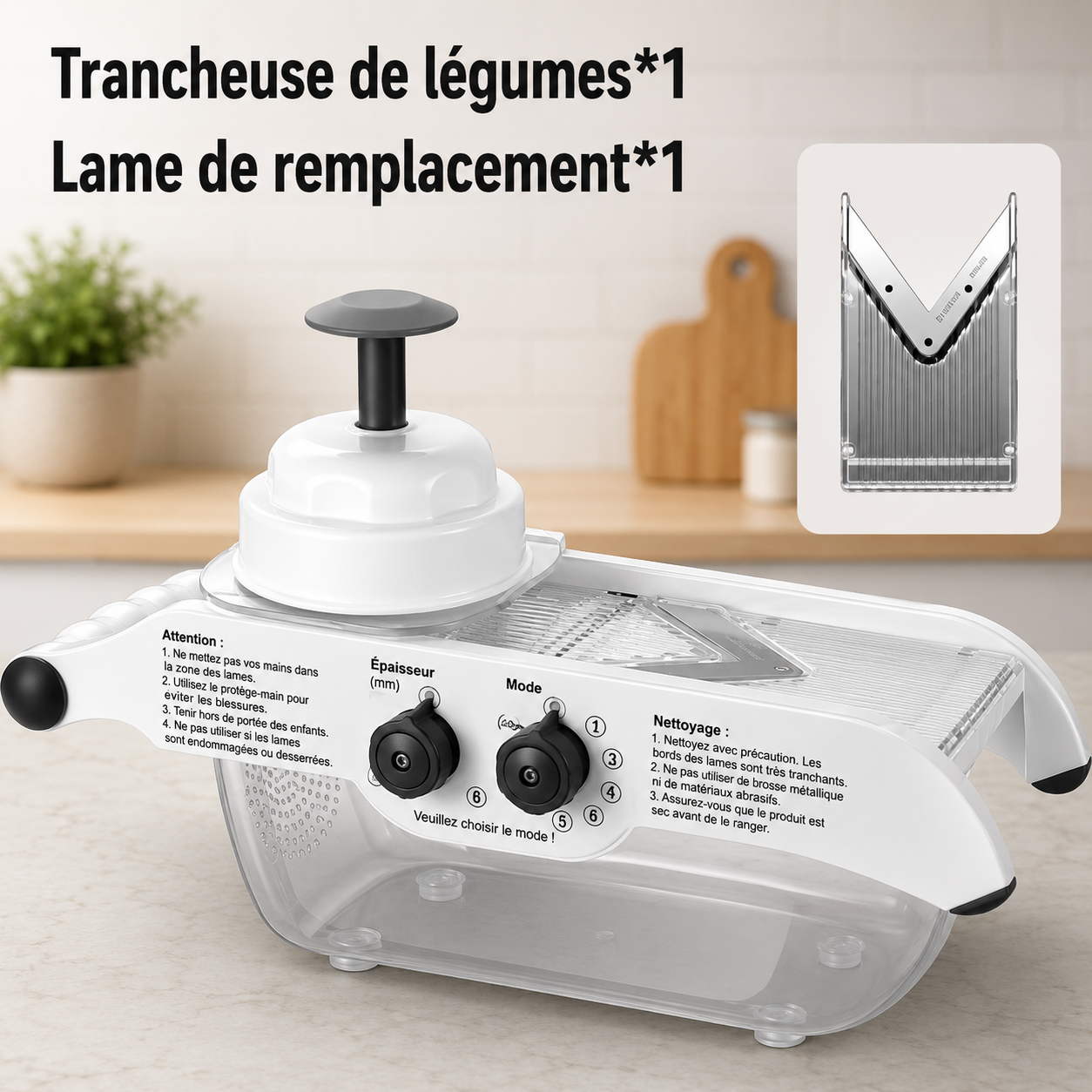 mandoline cuisine safety push une lame de remplacement