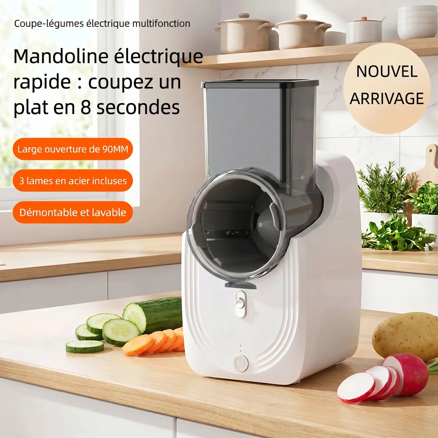 mandoline électrique secure blade couper plat en huit secondes