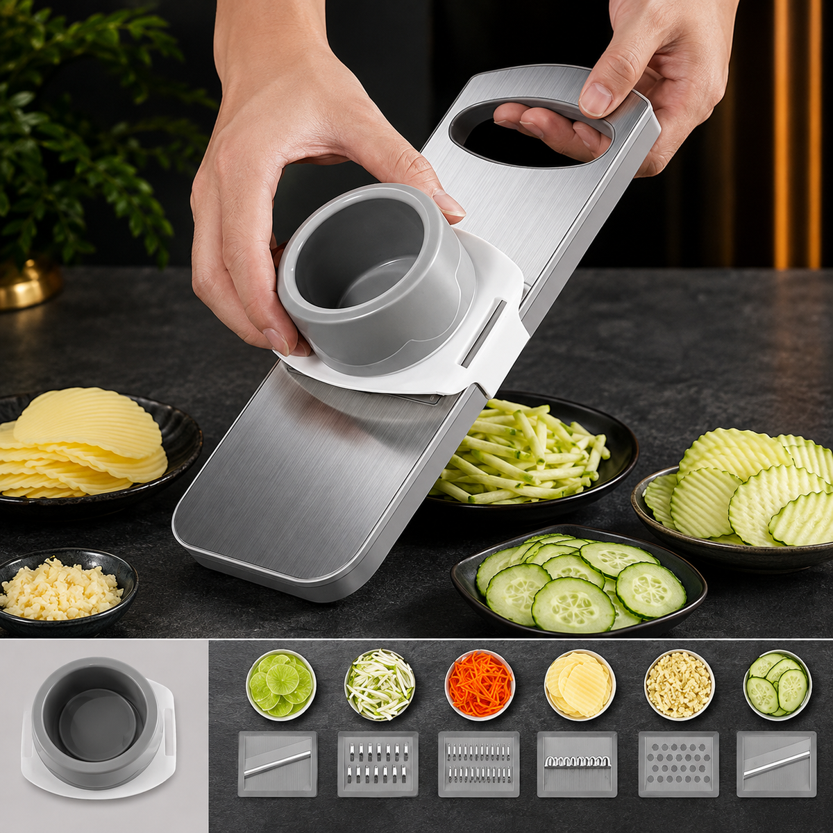 mandoline professionnelle sliceguard avec découpe multiples