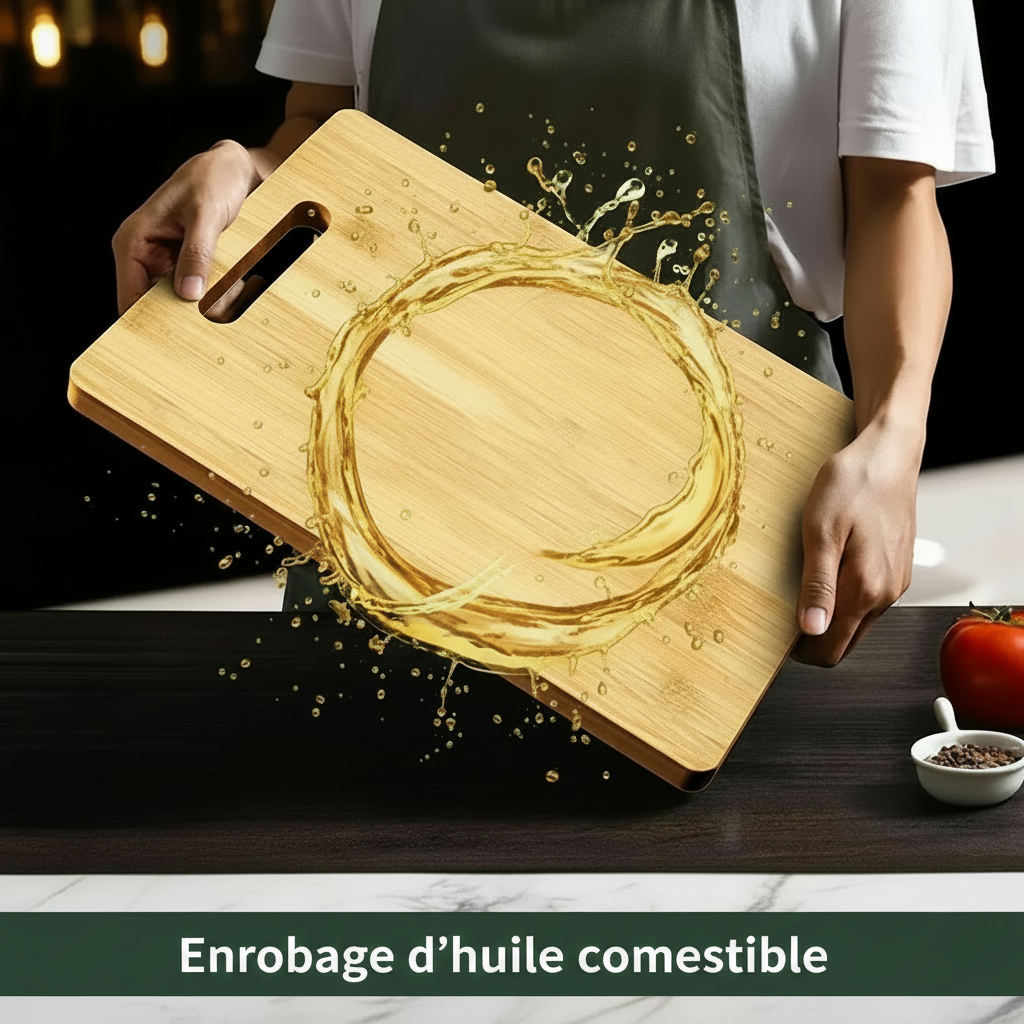 planche à découper bois massif double face enrobée d'huile comestible