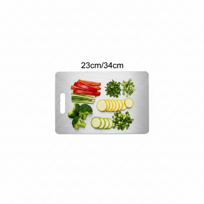 planche a decouper en titane inox indestructible argenté 34x23cm