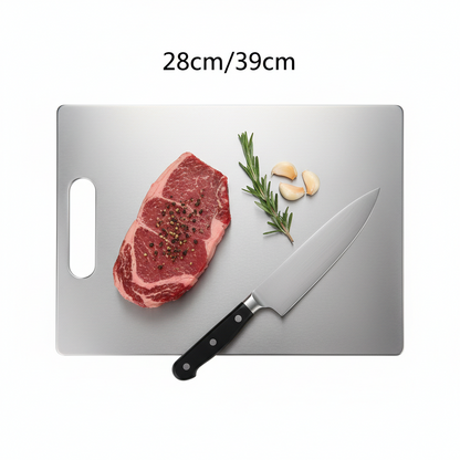 planche a decouper en titane inox indestructible argenté 39x28cm