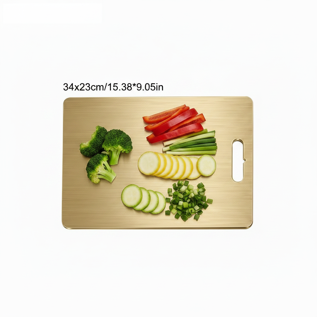 planche a decouper en titane inox indestructible doré 34x23cm